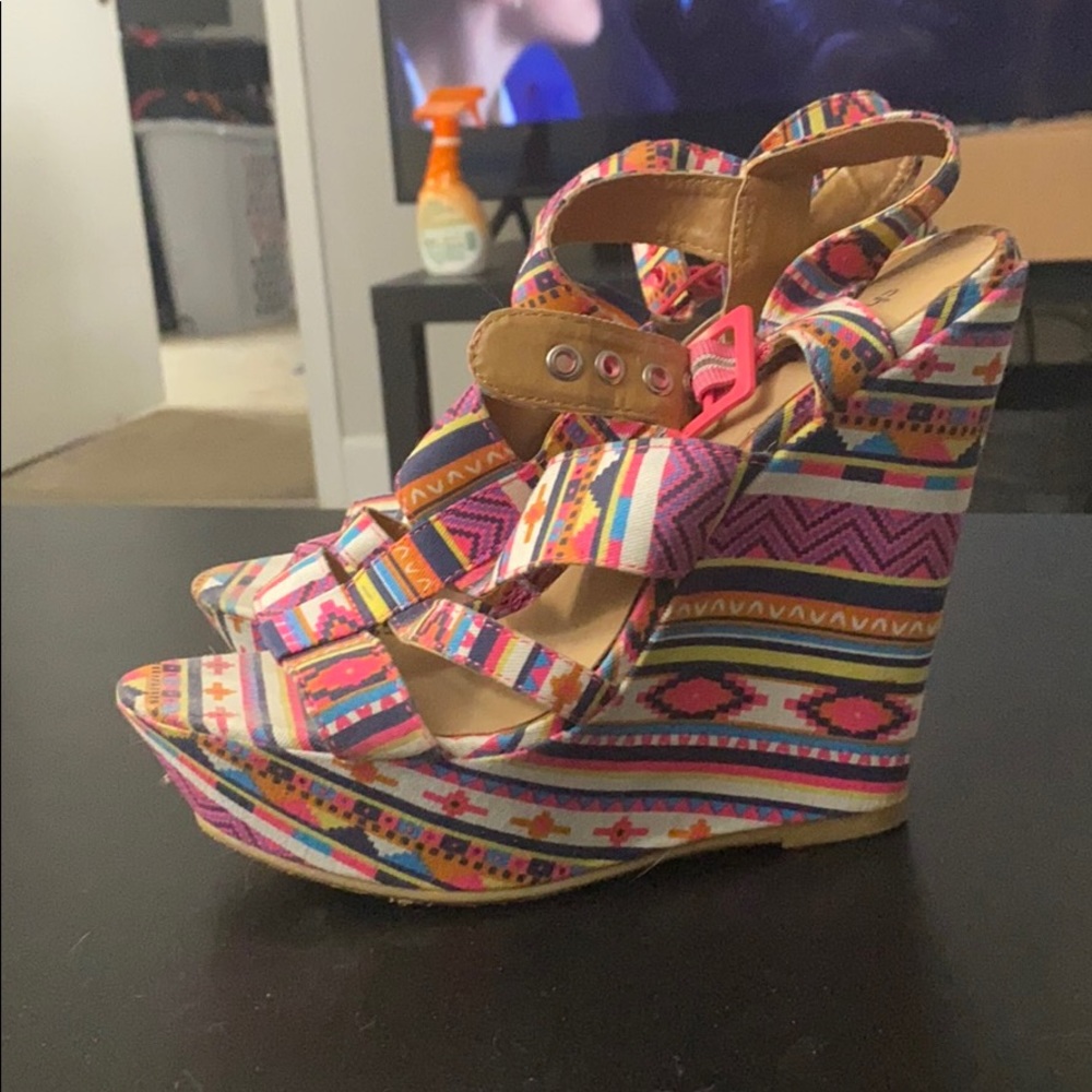 Charlotte Russe Tribal Print Wedges